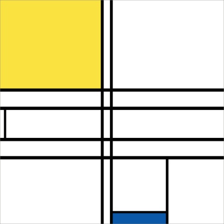 [명화 그림액자] 몬드리안19 흰색 파랑 노랑의 구성