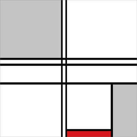 [명화 그림액자] 몬드리안18 회색과 빨강의 구성
