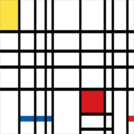 [명화 그림액자] 몬드리안21 노랑 파랑 빨강의 구성